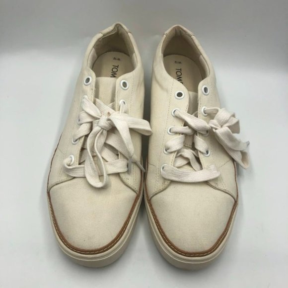Tom's Women's Off White Canvas Sneakers Lace Up Size US 12 Everyday Casual - Picture 8 of 13